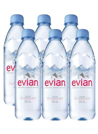 Evian Natural Spring Water 500ml Pack of 6