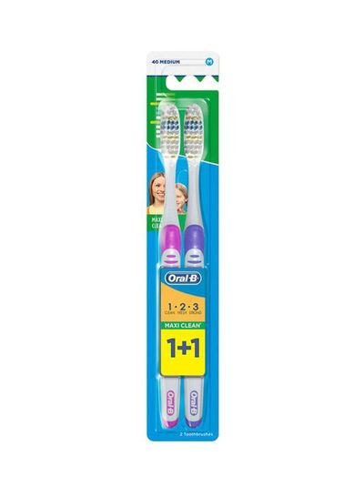 Oral B 2-Piece Maxi Clean Manual Toothbrush Multicolour 11×5.2×24.2cm