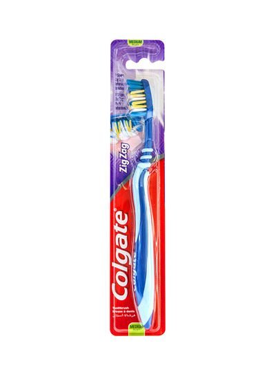 Colgate Zigzag Flexible + Tongue Cleaner Medium Toothbrush Multicolour