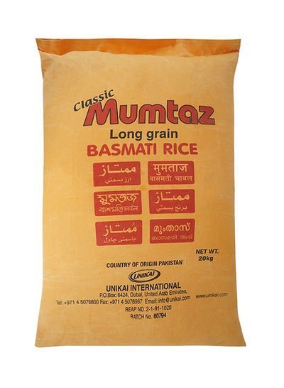 Mumtaz Long Grain Basmati Rice 20kg