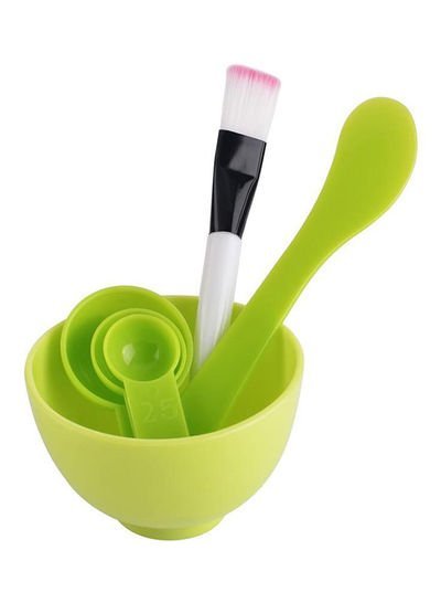 Generic 4-In-1 Makeup Mask Bowl Brush Spoon Stick Set Green