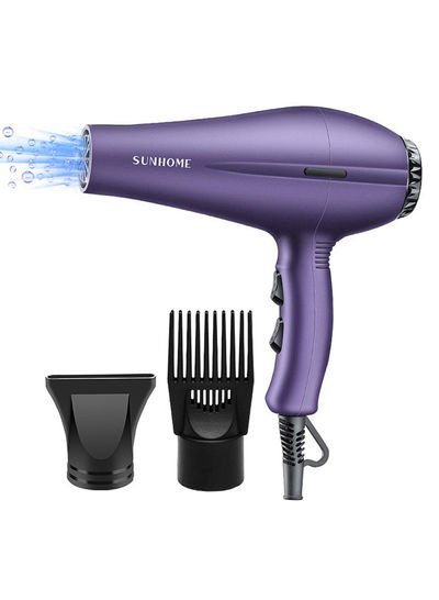 Sunhome Professional Hair Dryer With 2 Nozzle Purple