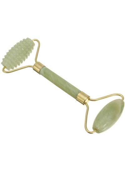 Generic Face Care Portable Jade Roller Green/Gold 14centimeter