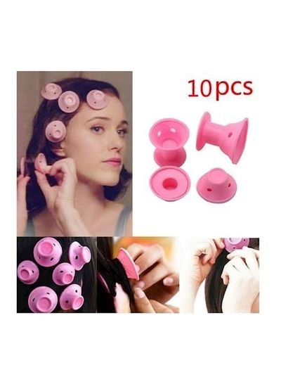 Generic 10-Piece Hair Curlers Rollers Set Pink