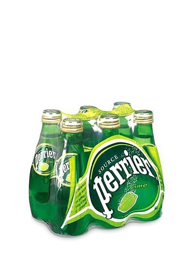 Perrier Natural Sparkling Mineral Lime Water 200ml Pack of 6