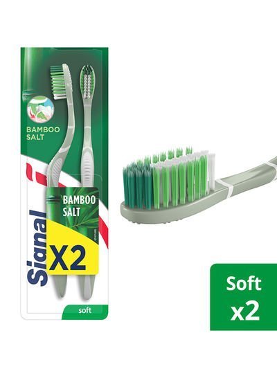 Signal Himalayan Bamboo Salt Soft Toothbrush Set Green 2 Pieces