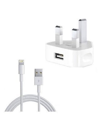 Generic 5W Power Adapter And Lightning To USB Cable 1meter White
