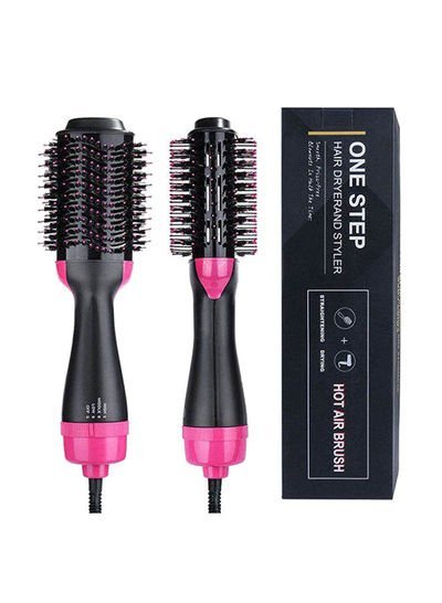 Generic 2-In-1 Hot Air Comb Negative Ion Hair Dryer Black/Pink