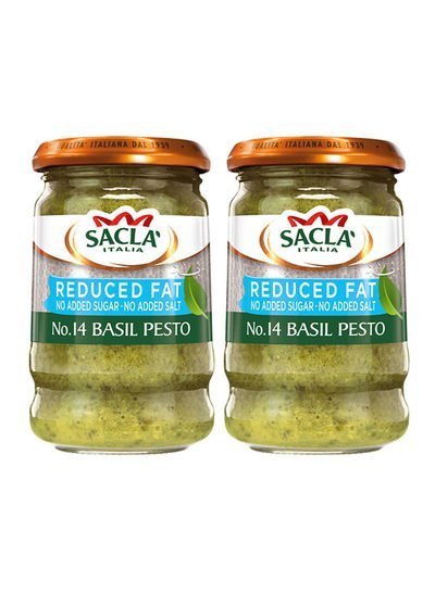 Sacla Italian Reduced Fat Basil Pesto Sauce 380g Pack of 2