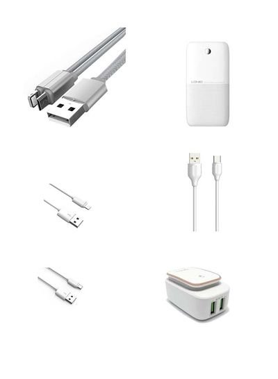 LDNIO 6-In-1 Smart Power Charger Combo Kit 25x6x3cm White