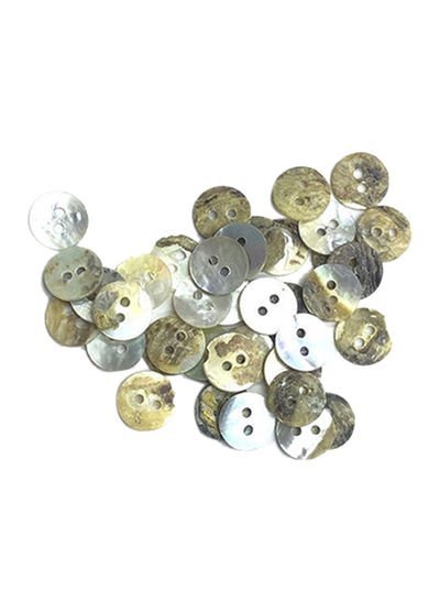 Generic 100-Piece Mother Of Pearl Shell Buttons Brown/Silver 10millimeter