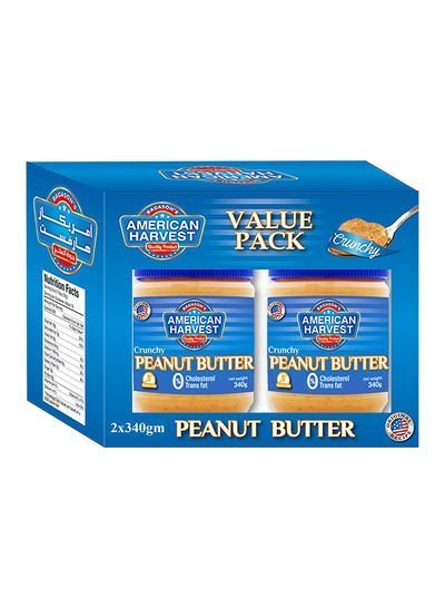American Harvest Peanut Butter Crunchy Classic 340g Pack of 2