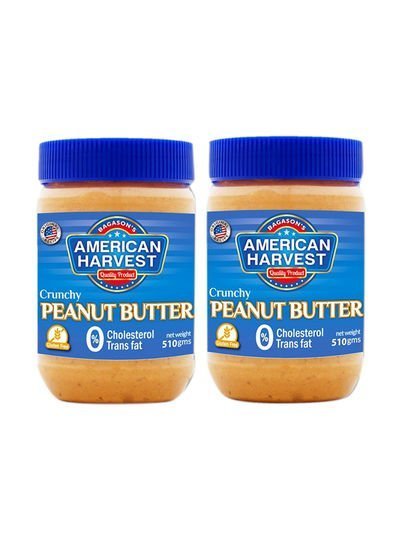 American Harvest Peanut Butter Crunchy Classic 510g Pack of 2