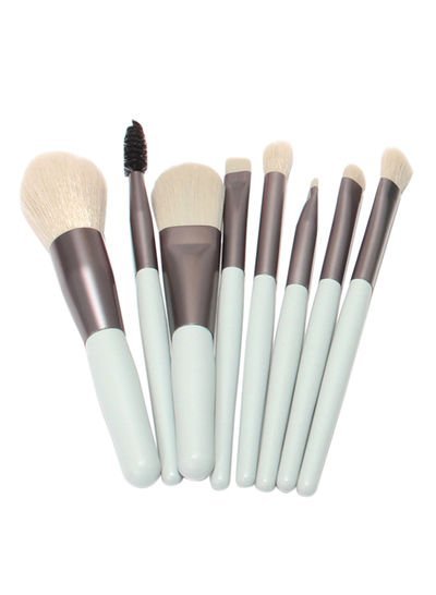 Arabest 8-Piece Mini Makeup Brush Set With Cosmetic Brush Bag Light Green/Grey
