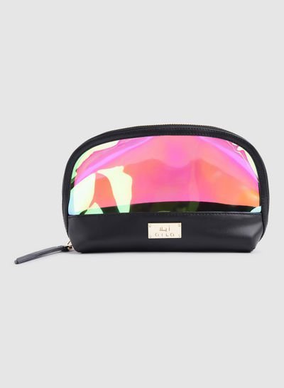 Aila Holographic Makeup Bag Black/Pink