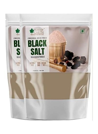 BLISS OF EARTH Pack Of 2 Traditional Kiln Fired Black Salt Powder