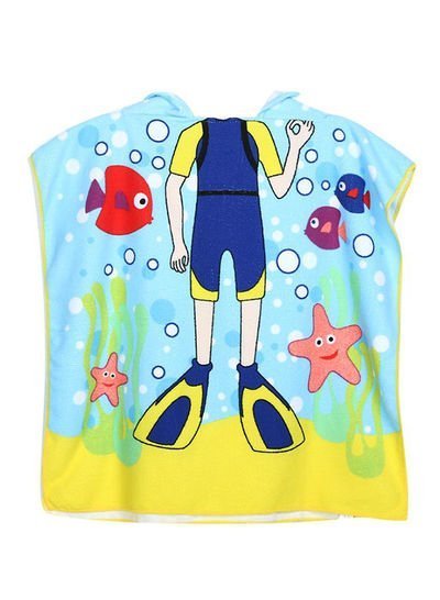 Generic Printed Hooded Baby Colourful Soft Cloak Microfiber Bath Towel For Kids