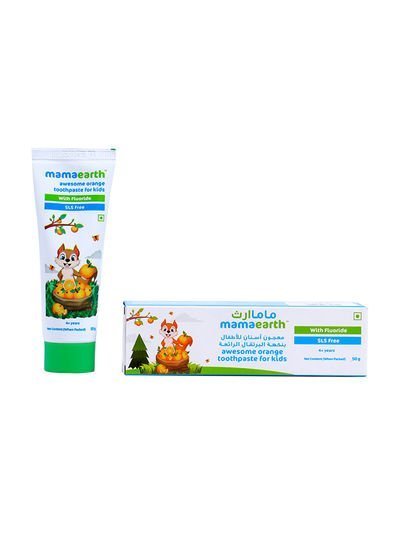 Mamaearth Orange Kids Toothpaste with Fluoride, SLS Free, 4+ Years – 50g