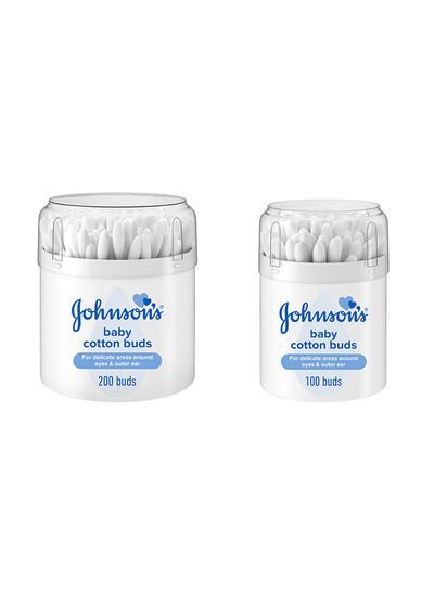 Johnson’s Soft, Gentle Baby Cotton Buds, Delicate Areas Around Eyes and Outer Ear, 200 + 100 Sticks Free