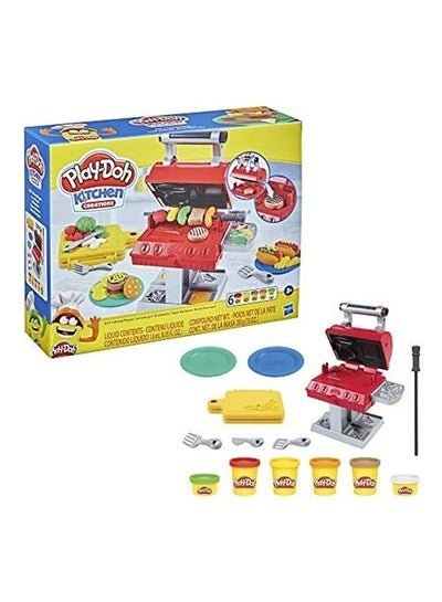 Hasbro Play-Doh Kitchen Creations Grill N Stamp Playset For Kids 3 Years And Up With 6 Non-Toxic Modeling Compound Colors And 7 Barbecue Toy Accessories 3.189xx10.984×8.504inch