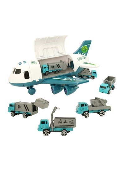 mumbo Jumbo 3-Piece Airplane With Three Sanitation Storage Die Cast Vehicle’s, Traffic Sign’s With Light And Sound Feature 29.5 x 27.5 x 14cm
