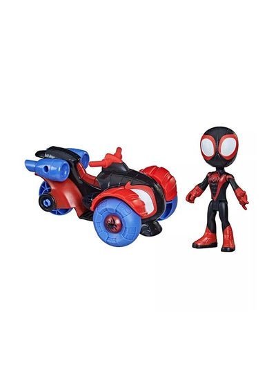 MARVEL Spidey and His Amazing Friends Miles Morales Action Figure and Techno-Racer Vehicle, For Children Aged 3 And Up