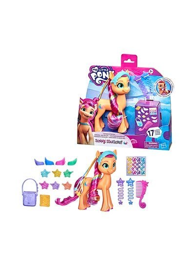 my little Pony My Little Pony A New Generation And Rainbow Reveal Sunny And Starscout – 6-Inch Orange Pony Toy With Surprise Rainbow Braid And 17 Accessories