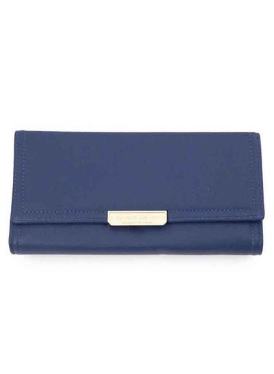 Generic Perfect for You Leather Wallet Multifunction Purse Wallet, Soft Leather Zipper Long Wallet- Blue