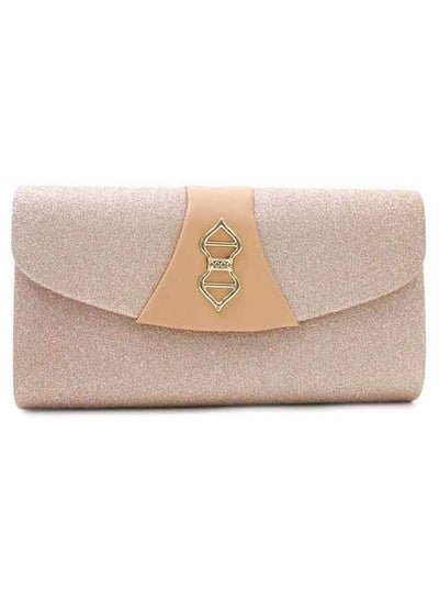 Generic Glitter Medium Candy Flap Clutch Evening Bag Handbag- Light orange