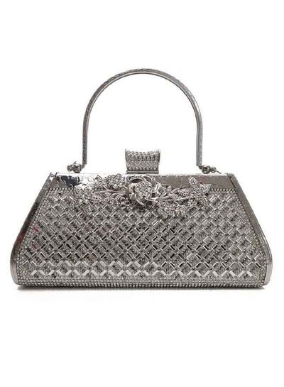 Generic Evening Bag for Women Top Metal top Handle, Crossbody Handbag, Silver