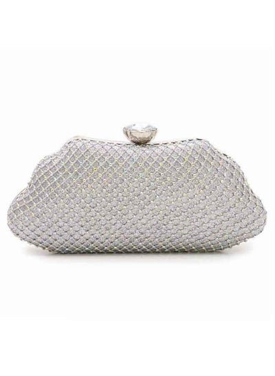 Generic Silver wave designed glittery clutch bag, Handbag for women