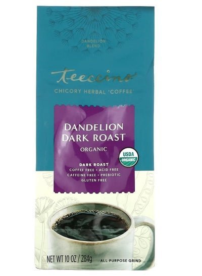 teeccino Herbal Coffee Dandelion Dark Roast Caffeine Free 10 oz 284 g