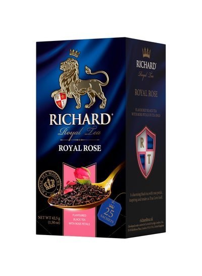 RICHARD Royal Rose Flavored Black Tea in Sachets 25 Tea Bags