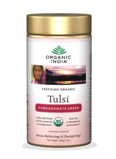 Organic India Tulsi Pomegranate Green Loose Leaf Tin