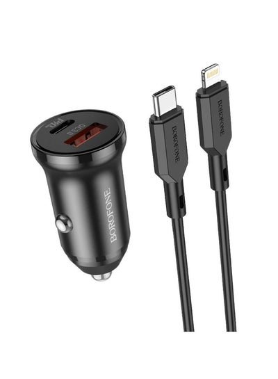 BOROFONE Fast Car Charger PD20W + QC3.0 With Type-C to iPhone Cable
