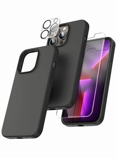 Motim 5 in 1 Silicone Phone Case Compatible for iPhone 14 Plus Military-Grade Drop Protection Soft Cover Shockproof Slim Case +2 Front Film +2 Screen Film