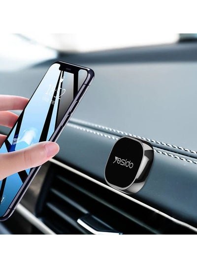 Yesido Magnets Car Cellphone Holder Magnetic Mini Wall Mobile Phone Holder, Super mini, Magnetic dashboard holder Desk, For car dashboard, Home, Indoor (Gray)