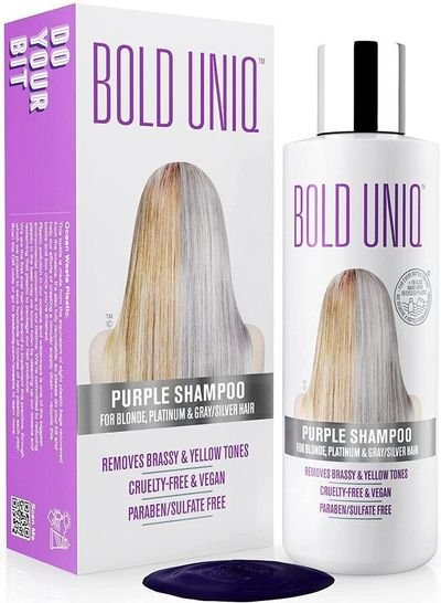 BOLD UNIQ Purple Shampoo for Blonde Hair – Toning Shampoo for Blonde, Platinum, Bleached, Grey, Ash, and Silver Hair – Eliminates Brassy, Yellow Tones – Vegan, Paraben & Sulphate Free – 237 ml