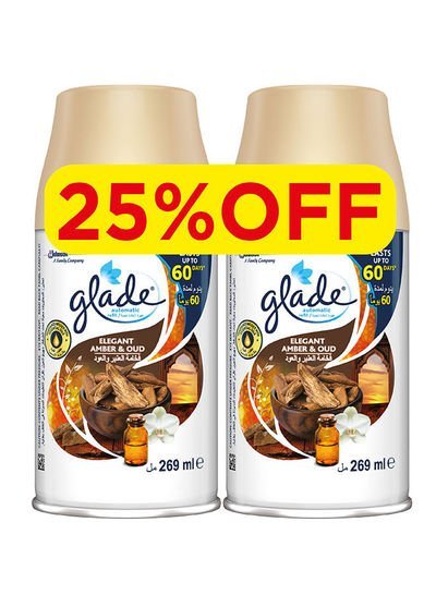 Glade Automatic Refill Air Freshener With Elegant Amber And Oud Scent Pack of 2 269ml