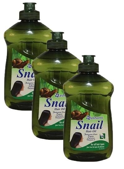 WASHAMI Pack of 3 Snail Hair Oil