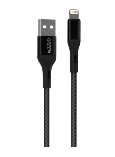 Green Charging Cable Braided USB-A to Lightning Cable 2A Fast Charging Ultra-Fast Sync Charge Cable Over-Current Protection Lightning Cord for iPhone Lightning Devices Black 1.2M