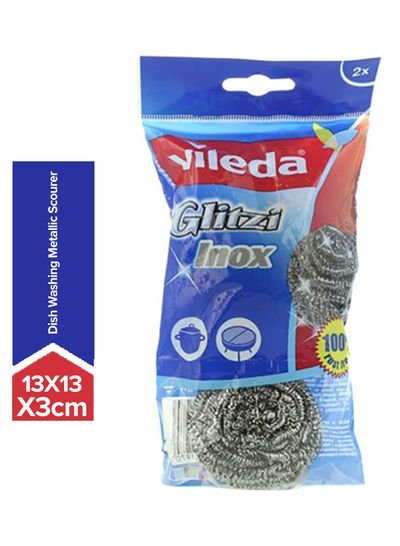 vileda 2-Piece Glitzi Inox Spiral Scourer Silver 13 x 13 x 3cm