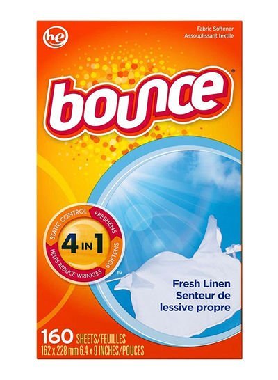 Bounce 160-Piece 4-In-1 Fresh Softener Sheet Set White 6.4 x 9inch
