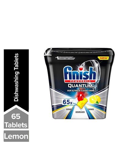 finish Lemon Sparkle Powerball Quantum Ultimate Dishwasher Detergent Tablets For Ultimate Clean And Shine 65 Tabs