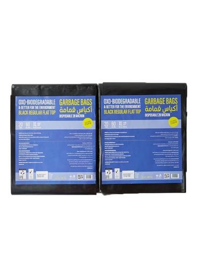 Noon Care Pack Of 2, Flat Top Garbage Bag, 20 Sheets Per Pack, Extra Large, 60 Gallons