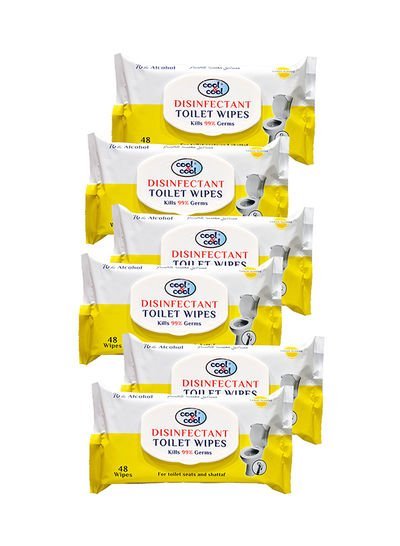 cool & cool Pack Of 6 Disinfectant Toilet Wipes – 48 Count Yellow