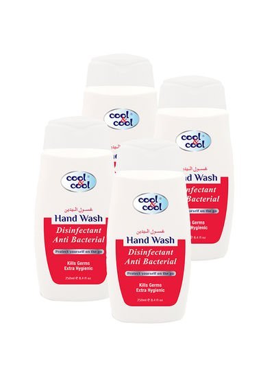 cool & cool Pack Of 4 Antibacterial Disinfectant Hand Wash 250ml Red