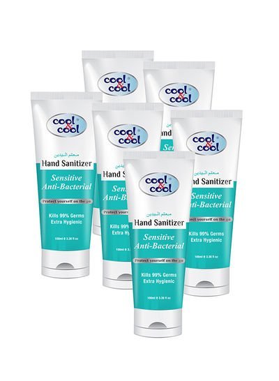 cool & cool Pack Of 6 Sensitive Hand Sanitizer Tube 100ml Green