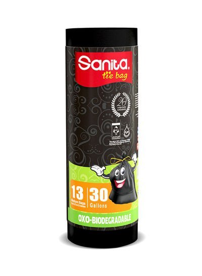 Sanita Oxo Tie Biodegradable 13 Bags Black 30gallon