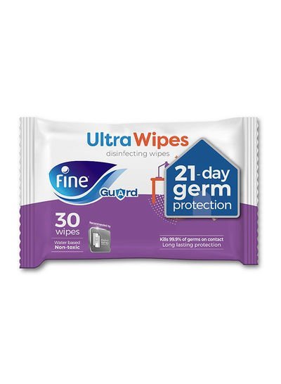 Fine Guard Ultra Wipes, Disinfecting Wipes For Surfaces, Kills 99.9% Of Bacteria And Viruses 30 Wipes White